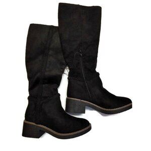 Sociology Tall Shearling Trimmed Boots Womens Sz 7 Side Zipper Evening Night Out